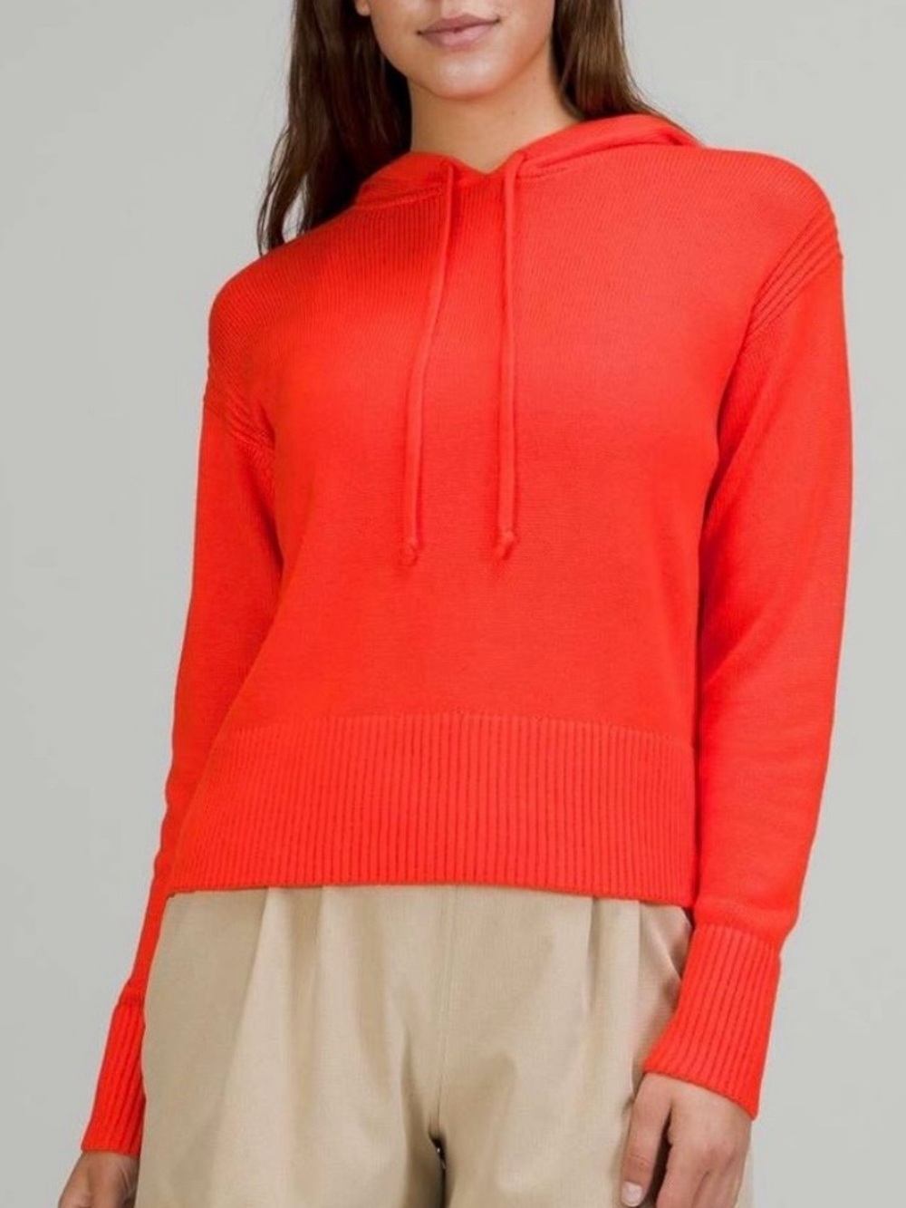 Lululemon double knit sweater hoodie size medium red orange
